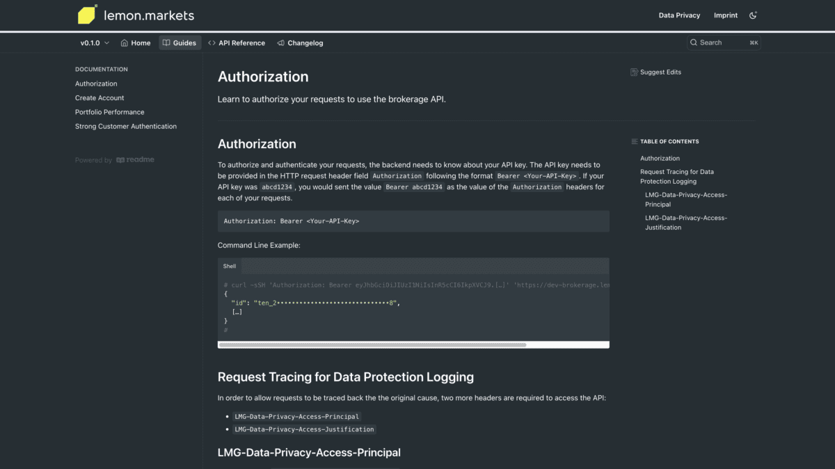Das Bild zeigt den Guide aus dem Entwicklungshub von Lemon Markets. 