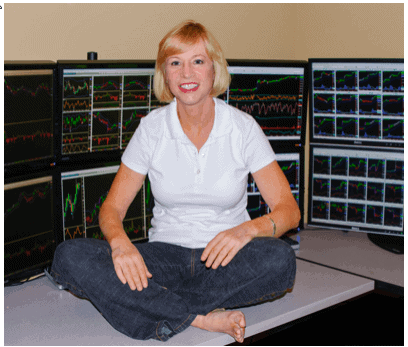Linda Bradford Raschke - 50 bewährte Regeln für Trader (2025) Linda Bradford Raschke vor ihren Monitoren