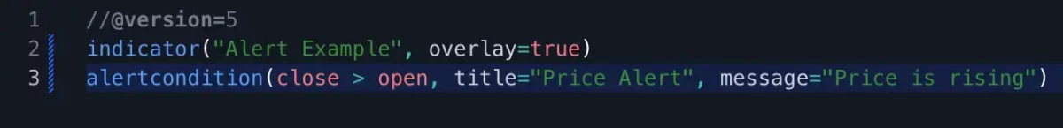 Einführung in TradingView's Pine Script: Alles, was du wissen musst (2025) Beispiel der alert Funktion im Pine Editor