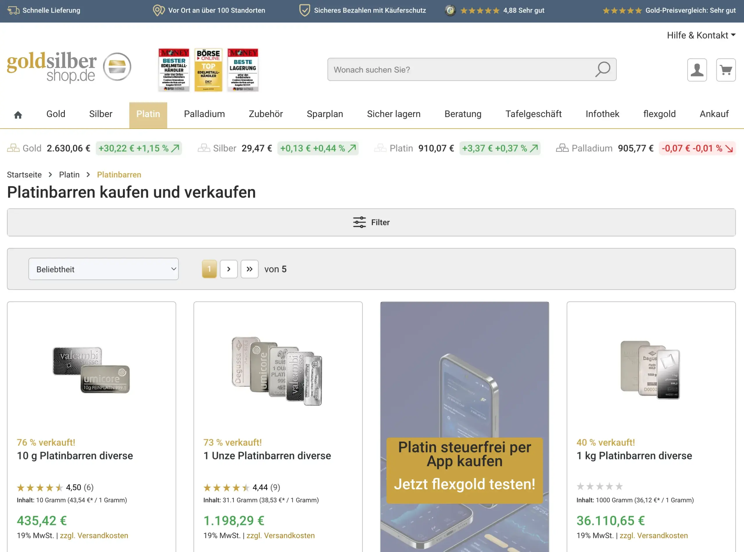 Platinpreis-Prognose für die nächsten Wochen, Monate und Jahre (2025, 2026, 2030) Website auf der man Platin Barren kaufen kann