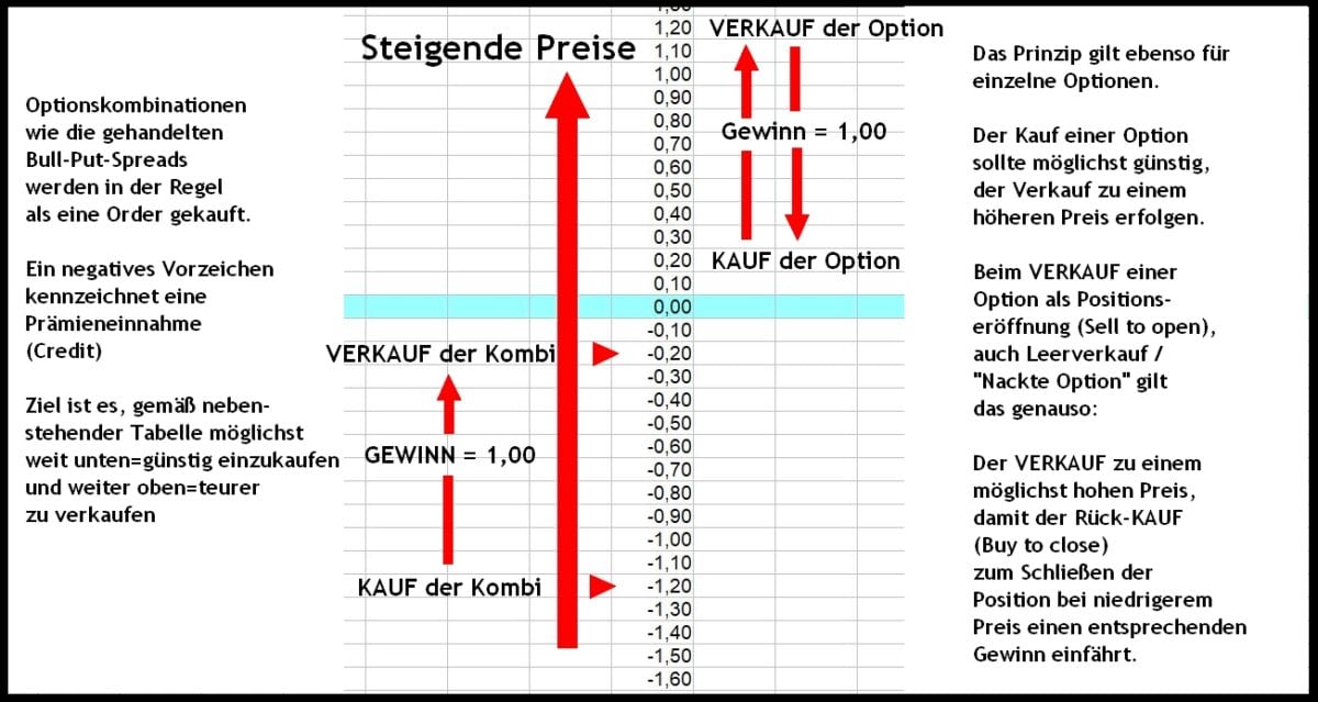Mit der Trader Workstation (TWS) Optionen handeln? (2025) Tabelle zu den Preisen von Optionsstrategien