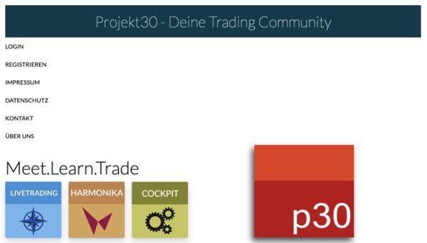 Projekt30 Erfahrungen - Ist die Trading-Community ihr Geld wert? (2025) Screenshot der Webseite von Projekt30