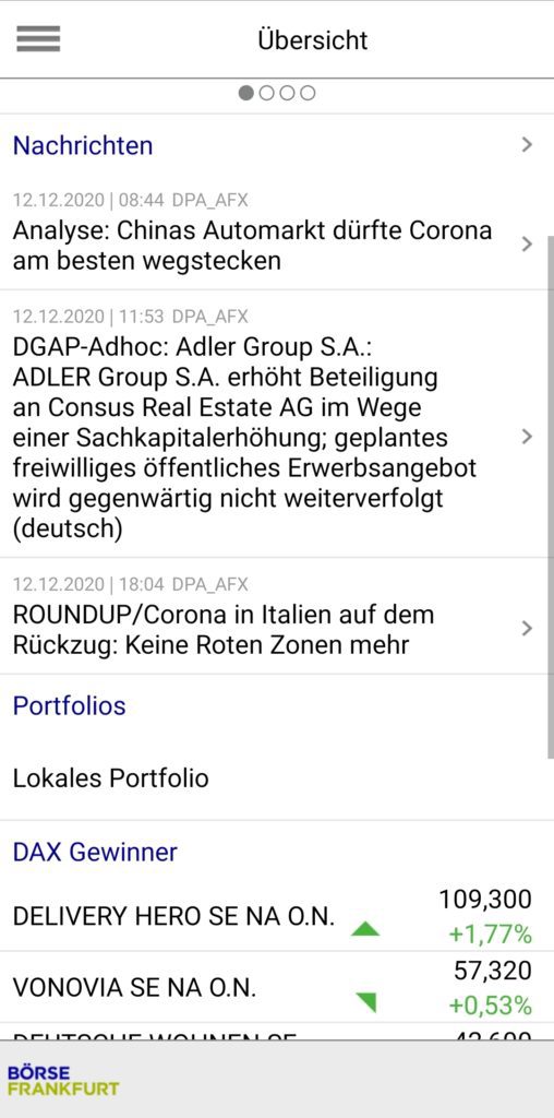 Börse Frankfurt - Was genau passiert da? (2025) Screenshot der Frankfurter Wertpapier App
