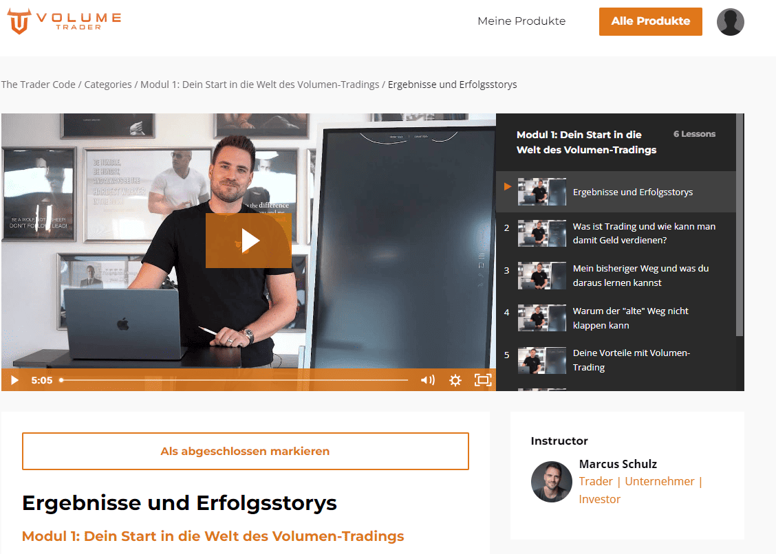 Volume Trader – Die Trading Akademie von Marcus Schulz (2025) the trader code volume trader ausbildung