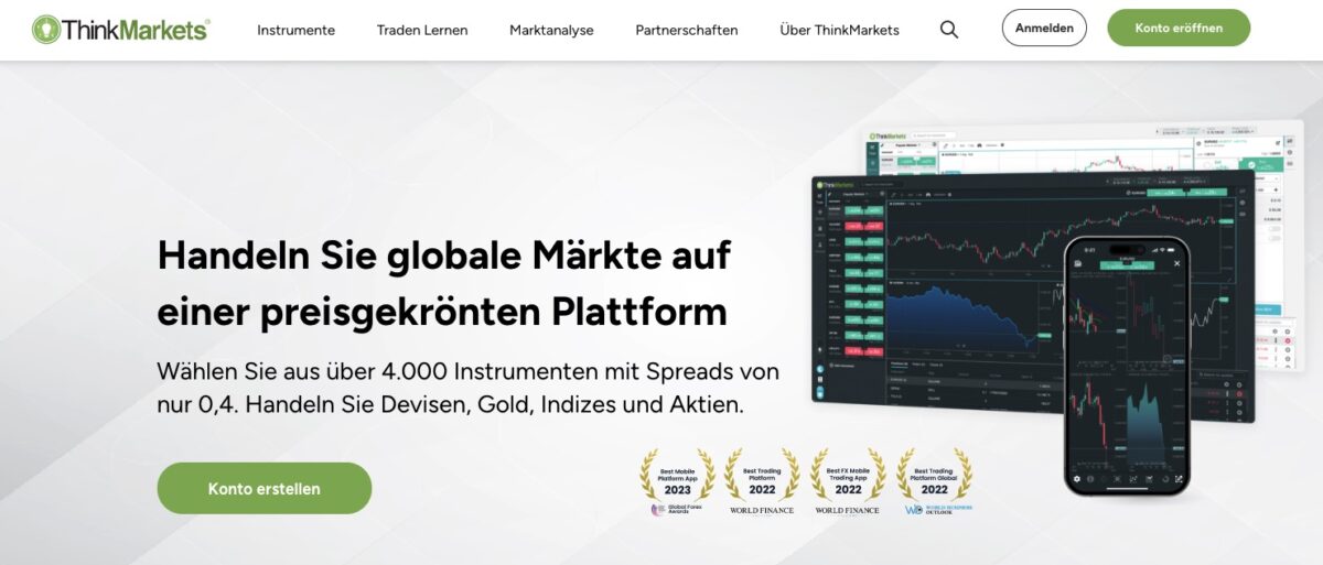 ThinkMarkets Erfahrungen – Test und Bewertung (2025) Screenshot der Thinkmarkets Webseite