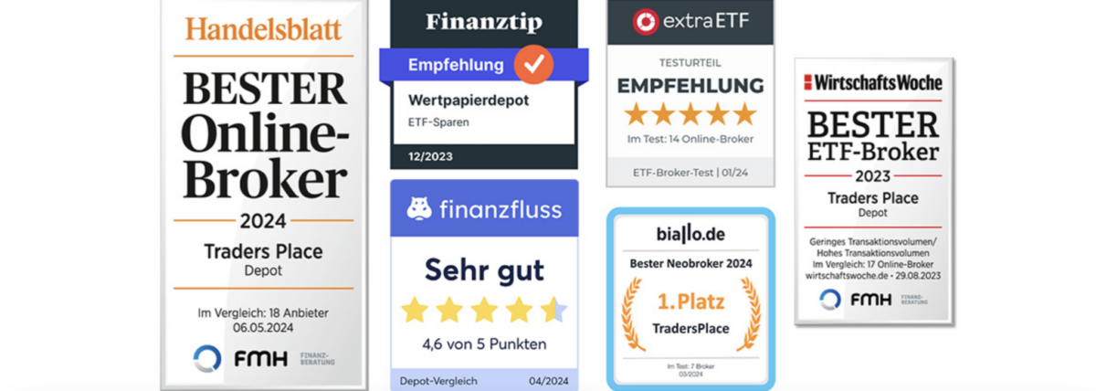 Traders Place Erfahrungen - so gut ist der Neobroker wirklich (2025) Screenshot zeigt die Bewertungen von Traders Place als bester Broker