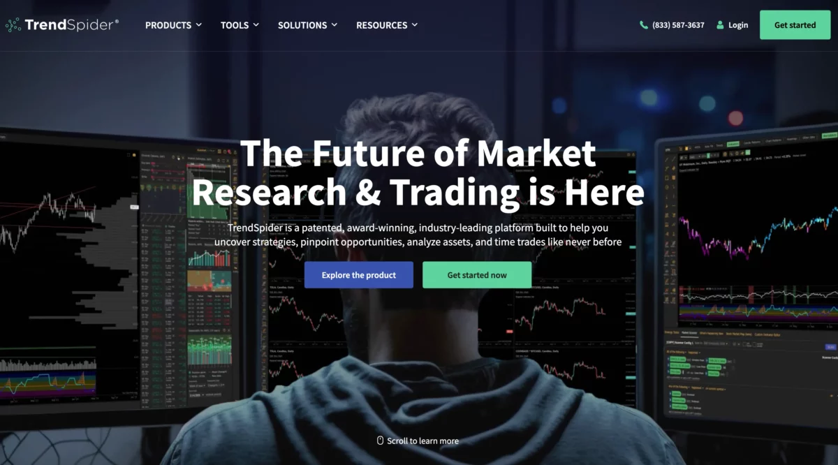 TrendSpider Review: Alles, was Sie über die Trading-Plattform wissen müssen (2025) Das Bild zeigt einen Screenshot von der Website von TrendSpider.