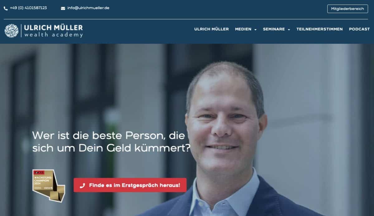 Ulrich Müller Erfahrungen - das bringen die Seminare der Wealth Academy (2025) Wealth Academy Ulrich Müller Webseite