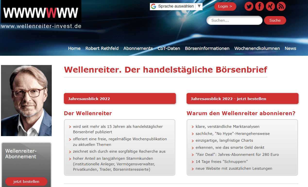 Wellenreiter Invest und Robert Rethfeld vorgestellt (2025) Screenshot der Wellenreiter Webseite