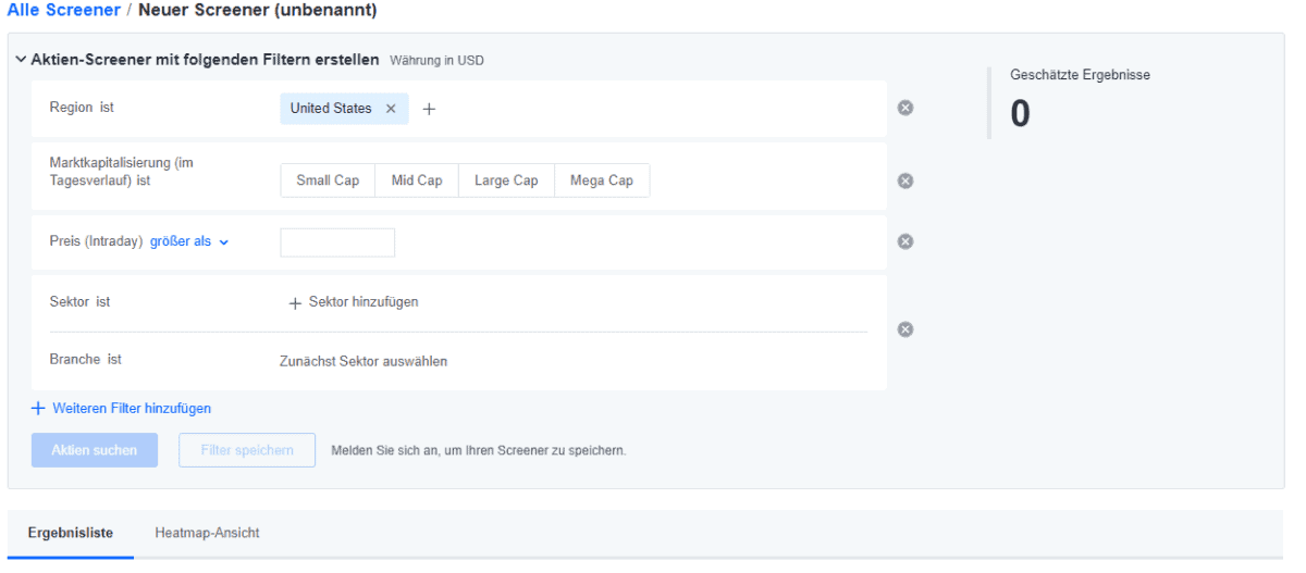 Die 14 besten Aktienscreener im Test (u.a. TradingView, stock3, Finviz, AktienGuide) Aktienscreener von yahoo finance
